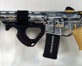 Palmetto State Armory PA-15 5.56x45 Rifle SN# SCB515199, Adjustable Stock, Peep Sight, Green Laser, CQR Foregrip