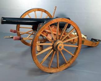 Civil War Replica Fireable Scale Model Of Model 1861 20 Pounder Parrot Rifle Cannon, Marked 'J.A.B. Co. WW KS' (J.A.B. Company In Westwood, KS) 'No. 75 55 lb', '1.150 In. Bore', Approx 18" High x 46" Long x 23" Wide