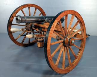 Civil War Replica Fireable Scale Model Of Model 1841 Cannon, Marked 'JAB' (J.A.B. Company In Westwood, KS), 'No, 23', '.969 In Cal.' And Dated '2000', Approx 17.5" High x 36" Long, x 24" Wide