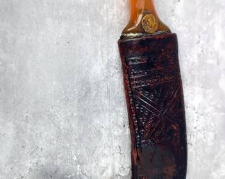 Custom Fixed Blade Dagger Knife, 6.75" Blade, Including Leather Sheath And Fixed Blade Dagger Knife, 8.75" Blade