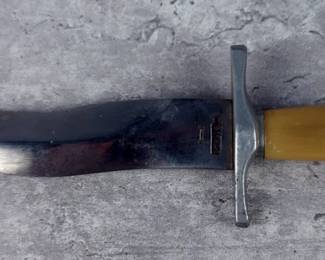 Custom Made Fixed Blade Knives, 10" Blades, Brass Accent Handles, Qty 2, Including Leather Sheaths And Dagger Knife, 6" Blade