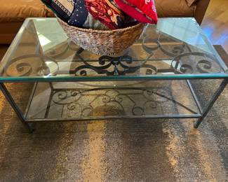 Glass-Top, Two Tier, Metal Frame Coffee Table