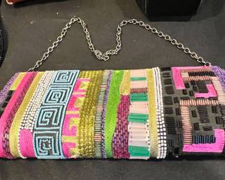Deepa Gurnani Beaded Flap Clutch Purse