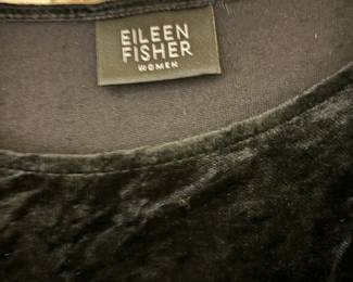 Eileen Fisher Black Velvet Long Sleeve Dress