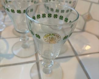 Set of 5 Starbucks Coffee Clover Design Goblets