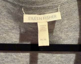 Eileen Fisher Gray Striped Cardigan Sweater - Size Medium