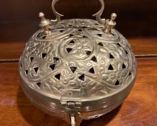 Round Brass Tone Incense Burner