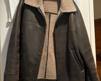 Columbia Brown Leather Jacket With Faux Fur Lining