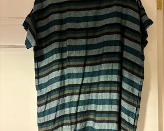 Eileen Fisher Linen Shift Casual Striped Dress - Size Medium