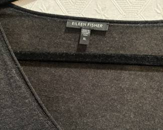 Eileen Fisher Dark Gray Long Sleeve V-Neck Dress - Size XL