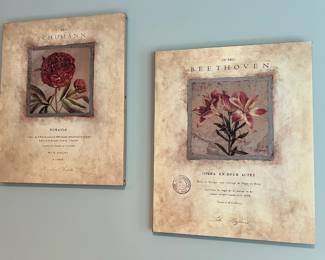 Pair of Floral/Composer Wall Plaques