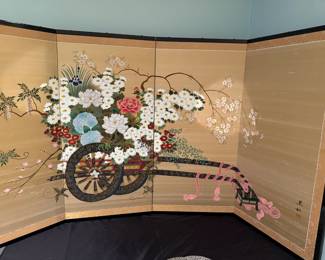 Japanese Byobu Hand Painted Folding Screen