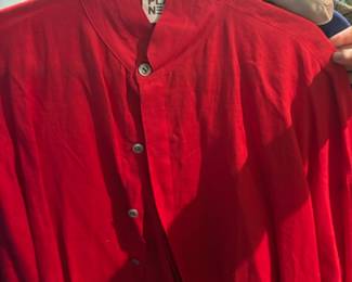 Planet by Lauren G Red Button Up Long Sleeve Shirt