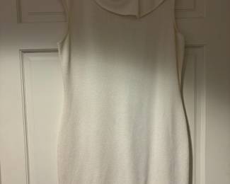St. John Collection White Cap Sleeve Shift Collar Dress - Size 14
