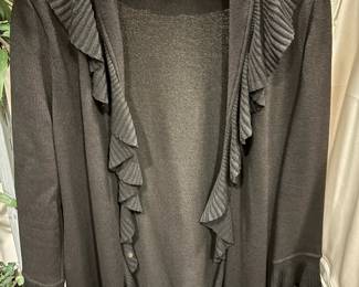 St. John Collection Gray Ruffled Cardigan Sweater - Size 12