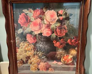 Framed Still Life Floral and Fruit Print