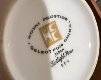 Set of 8  "Twilight Rose"  by Royal PrestigeTea Cup & Saucer Set with Sugar Bowl