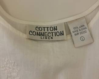 Cotton Connection White Linen Dress with White Embroidery - Size Large