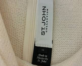 St. John Collection White Cap Sleeve Shift Collar Dress - Size 14