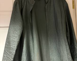 Eileen Fisher Tussah Silk Open Front Textured Jacket Blazer - Size XL
