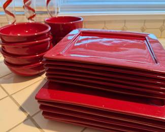 Mamma Roe Red Italian Pottery Dinnerware Set