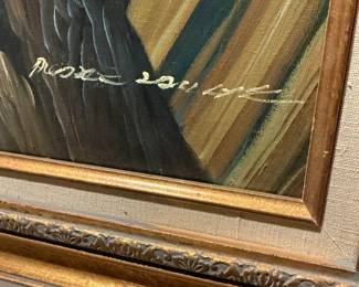 Framed Oil Painting of Louisiana Heron Signed by Artist