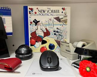 The New Yorker Book of Political Cartoons Book, Logitech Wireless Mouse, Bostitch Stanley Stapler, Scotch Tape Dispenser
