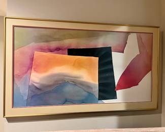 1982 Framed & Matted Abstract Watercolor"Solid Past" by Peter Kitchell
