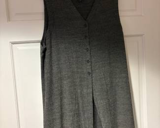 Eileen Fisher Button Up Gray Tweed Sleeveless Dress - Size 2