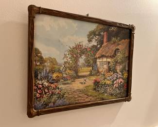 Framed Print of Cottage Surrounded by Flowers