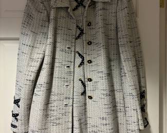 St. John Collection White/Black Print Coat - Size 14