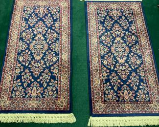 Pair Kara Mar Karastan 100% Wool Navy Sarouk Rug - 2' x 4'
