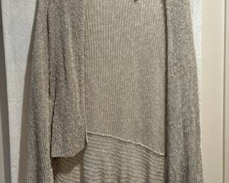 Eileen Fisher Gray Open Front Cardigan Sweater - Size XL
