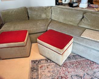 Gray Microfiber Sectional with Ottomans