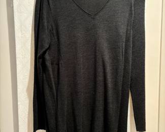 Eileen Fisher Dark Gray Long Sleeve V-Neck Dress - Size XL