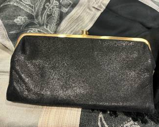 Hobo Black Wallet with Brass Tone Clasp