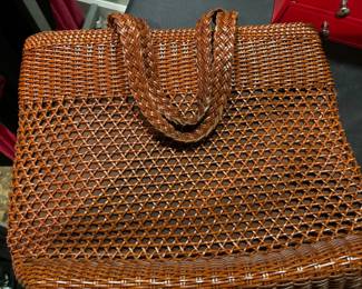 Falor Weaved Brown Leather Hand Bag