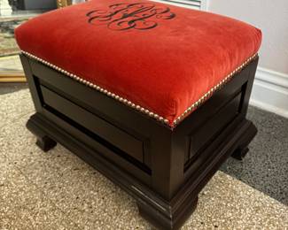Pair of Velvet Upholstered Footrests with Nailhead Trim. Each Measures 20" x 14" x 17" H. Photo 2 of 3. 