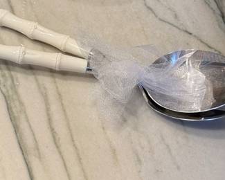 Pair of Faux Bamboo Serving Utensils. 