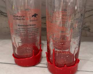 Set of 4 Maker's Mark Whiskey Red Wax Dipped Highball Keeneland Breeze Souvenir Glasses. Photo 2 of 2. 