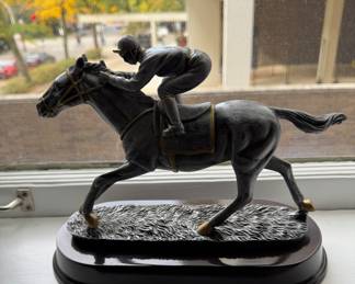 Reproduction of Oliver Tupton Race Horse Metal Statue. 