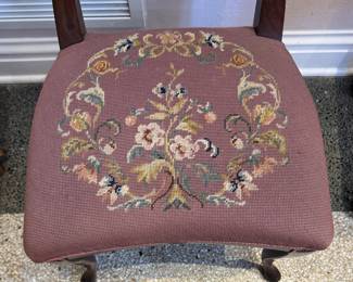 Vintage Duncan Phyfe Style  Needle Point Lyric Harp Back Chair with Pad Feet. Photo 3 of 3. 