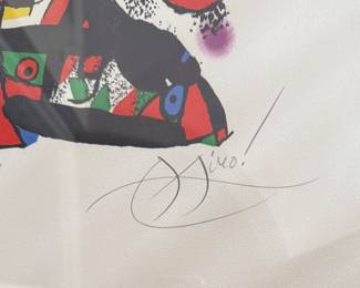 "Revolution," Signed & Numbered Lithograph, Joan Miro.  Measures 13.5" x 14.5". Photo 2 of 3. 