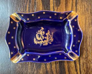 Limoges Cobalt Blue 24K gold Accented Ashtray. Photo 1 of 2. 