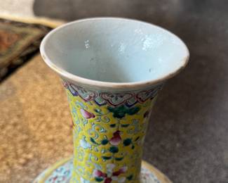 Antique Famille Jaune Porcelain Vase with Dragon Motif. Measures 16" H. VERY HEAVY! Photo 3 of 5. 