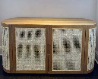 Cane & Oak Sideboard. Measures 58" x 18" x 30' H. Photo 1 of 3. 