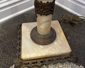 Italian Brass & Onyx Floor Lamp. Measures 64" H. Photo 4 of 4. 