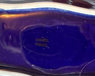 Limoges Cobalt Blue 24K gold Accented Ashtray. Photo 2 of 2. 