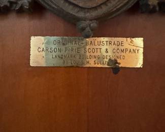 Original Baluster from the Carson, Pirie, Scott Company Landmark Building Designed by Louis H. Sullivan. Measures 14" W x 42". Photo 3 of 3. 