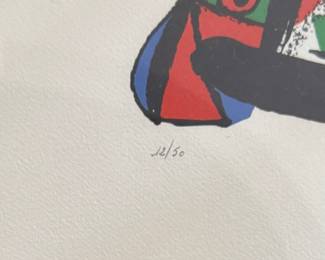 "Revolution," Signed & Numbered Lithograph, Joan Miro.  Measures 13.5" x 14.5". Photo 3 of 3. 